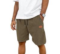 TARAINYA Velluto a Coste Pantaloncini Uomo Cotone Coulisse Estivi Causal Pantaloni Corti Uomo con Tasche Kaki 3XL
