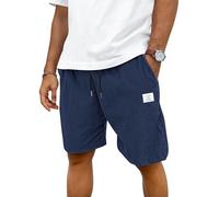 TARAINYA Velluto a Coste Pantaloncini Uomo Cotone Coulisse Estivi Causal Pantaloni Corti Uomo con Tasche Blu Scuro M