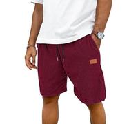 TARAINYA Velluto a Coste Pantaloncini Uomo Cotone Coulisse Estivi Causal Pantaloni Corti Uomo con Tasche Bordeaux 5XL