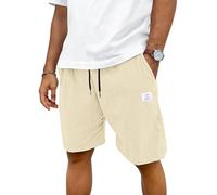 TARAINYA Velluto a Coste Pantaloncini Uomo Cotone Coulisse Estivi Causal Pantaloni Corti Uomo con Tasche Beige M