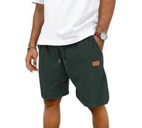 TARAINYA Velluto a Coste Pantaloncini Uomo Cotone Coulisse Estivi Causal Pantaloni Corti Uomo con Tasche Verde Grigio XXL