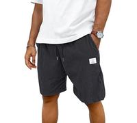 TARAINYA Velluto a Coste Pantaloncini Uomo Cotone Coulisse Estivi Causal Pantaloni Corti Uomo con Tasche Grigio Scuro L