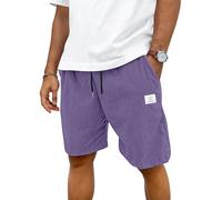 TARAINYA Velluto a Coste Pantaloncini Uomo Cotone Coulisse Estivi Causal Pantaloni Corti Uomo con Tasche Viola M