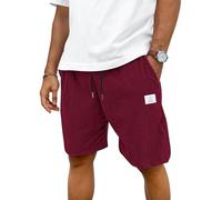 TARAINYA Velluto a Coste Pantaloncini Uomo Cotone Coulisse Estivi Causal Pantaloni Corti Uomo con Tasche Rossi XL