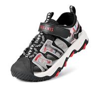 TARANIS Sandali per ragazzi e ragazze, mimetici, sportivi, punta chiusa, atletica, escursionismo, attività all'aperto, scarpe da acqua, Nero, 1 Big Kid