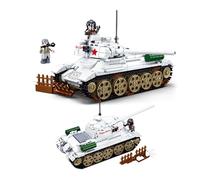 Tarcury Gioco di Costruzione del Carro Armato Medio T-34 - Affascinanti Giocattoli dell'Esercito della Seconda Guerra Mondiale con 518 Pezzi e 2 Soldatini