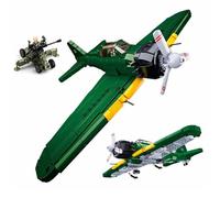 Tarcury Mattoni da Battaglia WW2 A6M Aereo da Combattimento - 560 PCS Giocattoli dell'Esercito di Blocchi di Costruzione con 2 Soldati Giocattolo e Cannone Anti-Aereo - Ideale per Bambini e Adulti