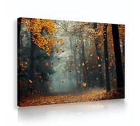 Tardo autunno foresta tela arte parete giallo foglie cadute stampe poster sentiero bosco paesaggio decorazione parete per soggiorno Home Decor 85x120cm Innerframe