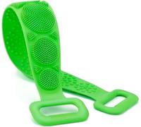 TARDY Scrubber in silicone per la schiena, cintura da bagno, verde, con due manici per un facile raggiungimento