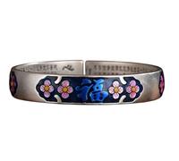 TARENMAEIT Nuovo 2026 Classico Cloisonne Smalto Blu Fu Carattere Cuore Sutra Braccialetti In Vintage 925 Argento Braccialetto Di Fascino Per Le Donne Decorazione Gioielli Di Lusso Con Voi Accessori