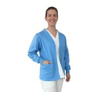 TARF LAVORA CON TE | Felpa Sanitaria Unisex | Cotone Felpato sanforizzato | Giacca Felpata con Bottoni | Scollo A V | OSS Infermiere Medico Assistente (IT, Testo, S, Regular, Regular, Celeste)