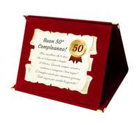 Targa 50° Compleanno | Elegante Regalo Cinquantesimo Compleanno | Cofanetto con Pergamena per Cinquantenne | Biglietto Auguri | Birthday Plate (50 Anni)