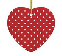 Targa a forma di cuore in ceramica da appendere, con grande puntino bianco, ideale come regalo per amici, regalo di Natale per la casa