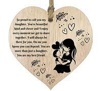Targa a forma di cuore in legno da appendere, con scritta "Proud of You", regalo di compleanno per madre e figlia, con cuori in legno chiaro, regalo speciale fatto a mano, decorazione per mamma e papà