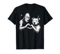 Targa a Forma di Cuore Pit Bull Bigfoot Sasquatch, con Scritta «Dog Lover» Maglietta