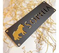 Targa acrilica personalizza in numero civico della scuderia Pony, design 3D in numeri fluttuanti nero e oro, resistente al clima per porte esterne Segnaletica (Modello 6)