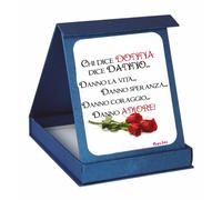 targa adesiva con scatola 21x16x2,5 scritta donna amore rose regalo festa donna