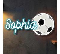 Targa al Neon Personalizzata per Calcio con Nome - Luce a LED a Forma di Pallone - Decorazione da Parete per Camera, Man Cave, Bar - Regalo per Tifosi e Appassionati
