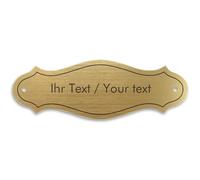 Targa appartamento con testo a piacere in ottone-look - 100 x 37 mm, ad arco, testo inciso nero, plastica dorata metallizzata