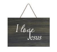 Targa artistica da parete in legno con scritta "I Love Jesus", 15,2 x 25,4 cm, versi della Bibbia, decorazione da parete rustica, da appendere, per porta d'ingresso, soggiorno, cucina, decorazioni