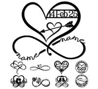 Targa artistica da parete in metallo con simbolo dell'infinito personalizzabile, regalo di nozze per la coppia, con nome e data, anniversario, San Valentino, per lei, addio al nubilato, stile 10