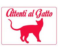 TARGA ATTENTI AL GATTO RESISTENTE ROBUSTA IN HPL 200 X 140 MM