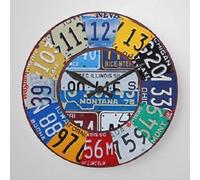 Targa - Auto Con Numeri D'Epoca Rotondo Quarzo Orologi Da Appendere Facile Lettura Orologio Muro Silenzioso Orologio Da Parete Per Interno Soggiorno Casa 25Cm