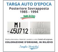 Targa Auto Posteriore Decorativa 1985-1994 Sovrapposta Colorazione originale