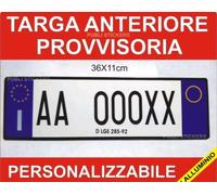 TARGA AUTO PROVVISORIA ANTERIORE IN ALLUMINIO PERSONALIZZABILE "D.LGS 285/92"