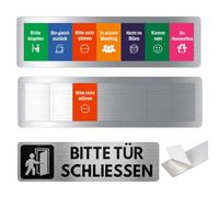 Targa autoadesiva per porta da ufficio, 2 pezzi, con scritta "Bitte Tür schließen und 7 Optionen - Bitte Nicht Stören, In Einem Meeting, Nicht Im Büro, Komm Rein, Bitte Klopfen, Bin Gleich Zurück, Im
