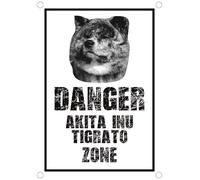 TARGA CARTELLO ATTENTI AL CANE - Danger AKITA INU TIGRATO zone