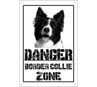 TARGA CARTELLO ATTENTI AL CANE - Danger BORDER COLLIE zone