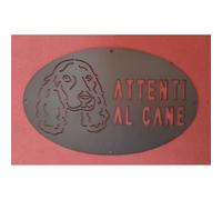 Targa Cartello "ATTENTI AL CANE" Disegno Laser . Cocker Spaniel Inglese . 1795