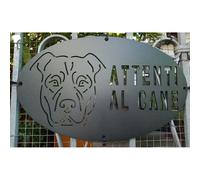 Targa Cartello "ATTENTI AL CANE" Disegno Laser . Pitbull Amstaff . 1784