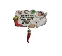 TARGA CARTELLO legno 19x9 cm con o senza corno 7 cm frase chi vo' male a questa casa portafortuna contro la jiella pulcinella napoli corni gobbo