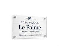 Targa Casa Vacanze Personalizzata in Plexiglass con Nome Struttura e CIN - Targa da Esterno per Ingresso B&B e Affitti Brevi - Plexiglass 3 mm Stampa UV - 30 x 20 cm