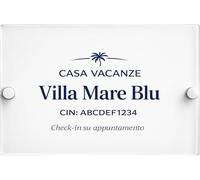 Targa Casa Vacanze Personalizzata in Plexiglass con Nome Struttura e targhetta cin - Targa da Esterno per Ingresso B&B, Affitti Brevi e Locazioni Turistiche - Plexiglass 3 mm Stampa UV (15x10)