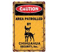 Targa Caution Area Patrolled By Chihuahua Security Inc Cartello Vintage Artistica Per Giardino Cucina Esterno Camera Da Metto S