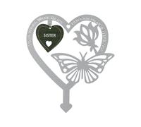 Targa commemorativa a forma di cuore con fiori farfalla per ricordo giardino