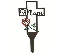 Targa commemorativa da giardino in metallo per la mamma, a forma di cuore, con design floreale, resistente alle intemperie, decorazione per cortile (26 x 16 cm) (scheda con inserto per la mamma)