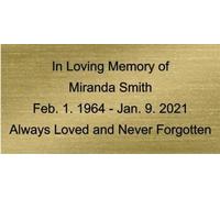 Targa commemorativa incisa con testo proprio per urna cremazione (oro)