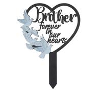 Targa commemorativa per cimitero, in metallo, 28 cm, con scritta "Brother forever in our hearts", regalo commemorativo per la perdita del fratello, placca per ragazzo tomba cimitero decorazione per