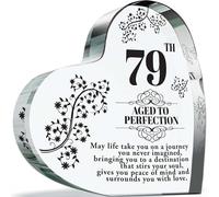 Targa commemorativa per il 79° compleanno per donne e uomini - Invecchiata alla perfezione - Ricordo in acrilico a forma di cuore per donna di 79 anni, uomo, lei, lui, 27,6 cm x 27,6 cm, regalo per