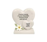 Targa commemorativa personalizzata con doppio cuore, regalo per tomba nella memoria amorevole dei tuoi defunti (andata troppo presto)