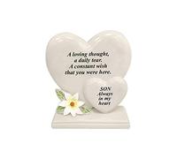 Targa commemorativa personalizzata con due cuori, decorativa, da regalare, per tombe, in memoria dei cari defunti (figlio)