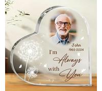 Targa commemorativa personalizzata in acrilico a forma di cuore, regalo commemorativo per la famiglia, con scritta in inglese "I'm always with you", per la perdita di papà, mamma, decorazione da