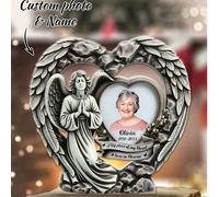 Targa commemorativa personalizzata in acrilico con foto dell'angelo - Idea regalo commemorativa per la famiglia - Per sempre con gli angeli, sempre nei nostri cuori, regalo per la Festa del Papà, mult