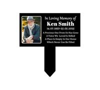 Targa commemorativa personalizzata in metallo con paletto, per foto e lapidi, con messaggio di testo, per tombe da giardino, regalo per lutto e simpatia (stile 06)