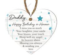 Targa commemorativa personalizzata per papà - "Happy Birthday in Heaven" a forma di cuore regalo commemorativo per la perdita del padre - design notte stellata ricordo commemorativo (papà)