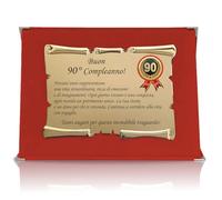 Targa Compleanno con Pergamena - Targa Celebrativa in Cofanetto Velluto - Idea Regalo Elegante per Compleanno e Ricorrenze - Targa Ricordo (Rosso, 90 Anni)